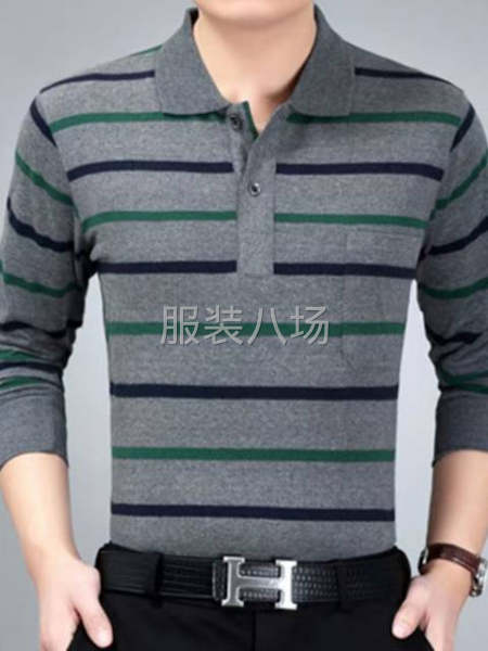 纯棉男士翻领长袖条纹款靓货-第5张图片