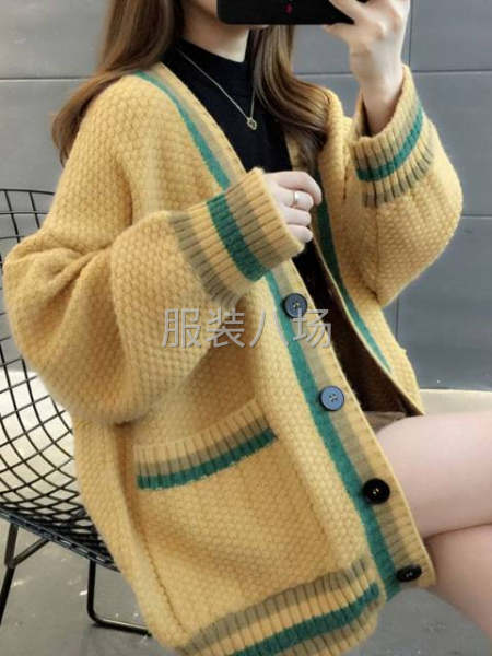 女装厚款包芯纱开衫外套毛衣-第5张图片