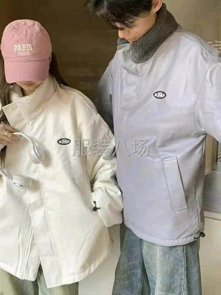 两面穿棉服男女秋冬季ins加绒羊羔毛外套-第2张图片