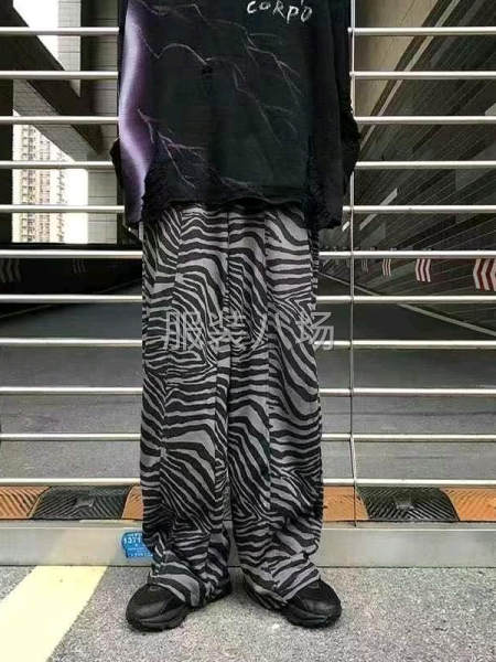 男女同款休閑斑馬長褲束腳拉繩款-第5張圖片