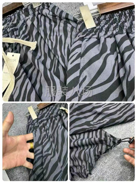 男女同款休閑斑馬長褲束腳拉繩款-第4張圖片