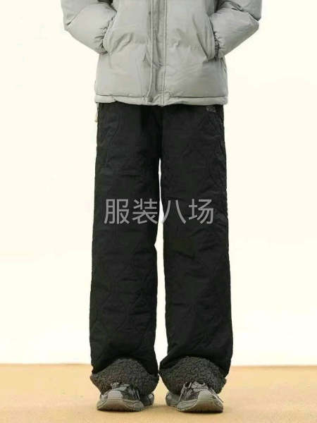 防寒休闲羊羔保暖裤男女冬季潮宽松葫芦纹防水直筒裤加绒滑雪裤-第2张图片