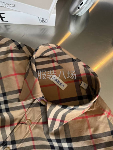 斜纹菱形格棉质长袖衬衣-第5张图片