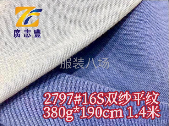 广志丰2797#16S双纱平纹380克全棉重磅双纱潮棉面料-第1张图片
