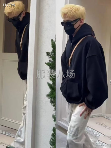 宽松版拉链帽衫外套-第8张图片