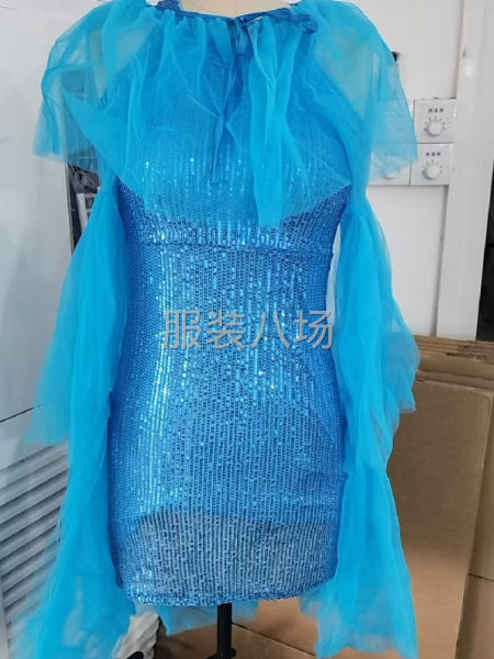 套装，外套网纱，内套亮片连衣裙-第1张图片