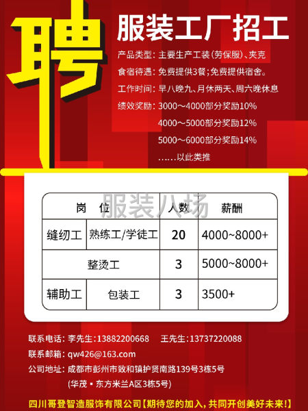 流水整件均可，货源稳定，工价高；包三餐营养餐，双人标间宿舍。-第1张图片