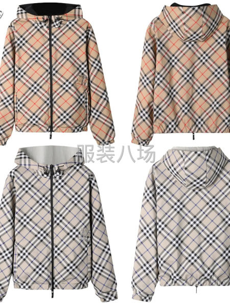 Burberry/巴宝莉 战马刺绣格纹连帽拉链外套-第1张图片