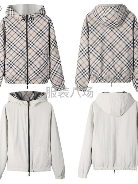 Burberry/巴宝莉 战马刺绣格纹连帽拉链外套-第3张图片