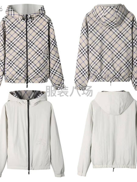 Burberry/巴宝莉 战马刺绣格纹连帽拉链外套-第6张图片