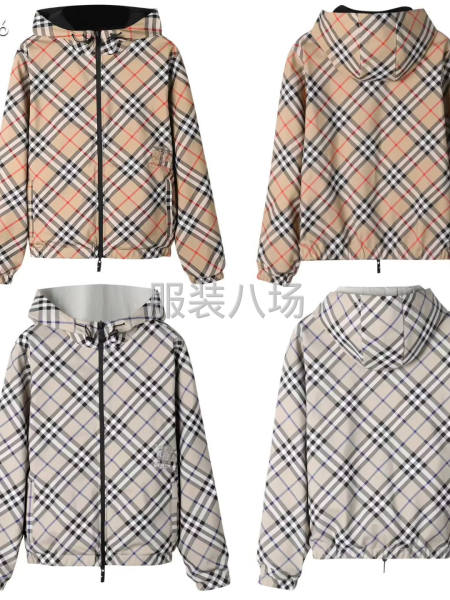 Burberry/巴宝莉 战马刺绣格纹连帽拉链外套-第4张图片