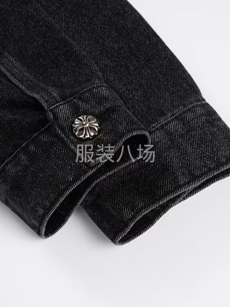 牛仔外套 牛仔黑 貼布繡花高端五金金屬件-第9張圖片