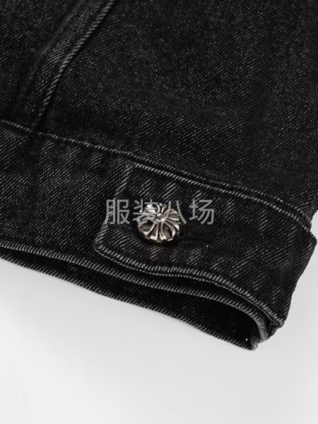牛仔外套 牛仔黑 貼布繡花高端五金金屬件-第6張圖片