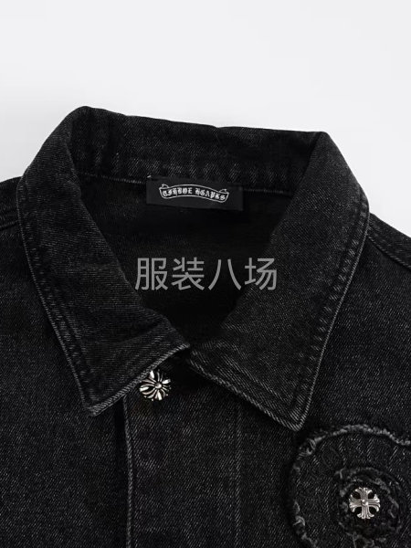牛仔外套 牛仔黑 貼布繡花高端五金金屬件-第3張圖片