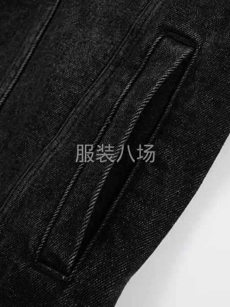 牛仔外套 牛仔黑 貼布繡花高端五金金屬件-第7張圖片