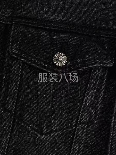 牛仔外套 牛仔黑 貼布繡花高端五金金屬件-第5張圖片