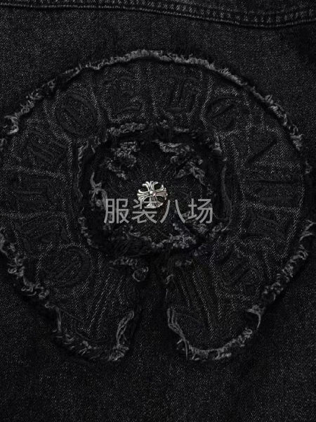 牛仔外套 牛仔黑 貼布繡花高端五金金屬件-第4張圖片