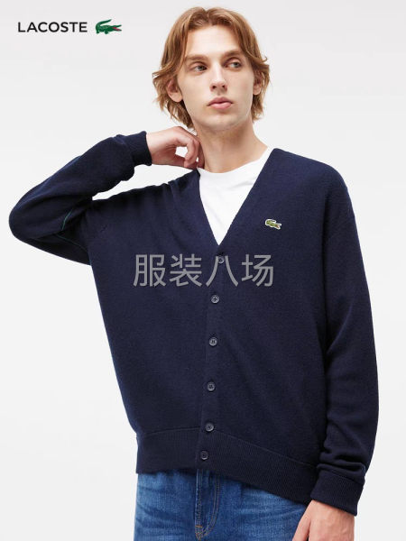 LACOSTE鱷魚男裝冬季羊毛衣開衫   藍(lán)色-第2張圖片