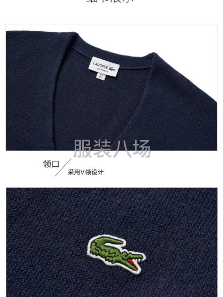 LACOSTE鱷魚男裝冬季羊毛衣開衫   藍(lán)色-第6張圖片