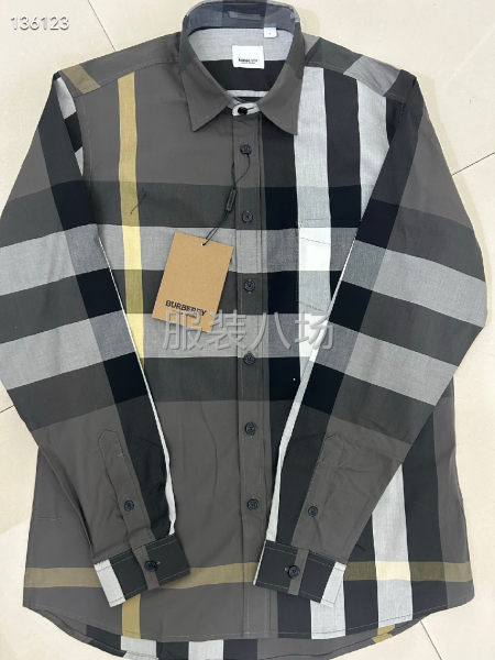 巴宝莉大格子长袖10色    S~2XL-第3张图片