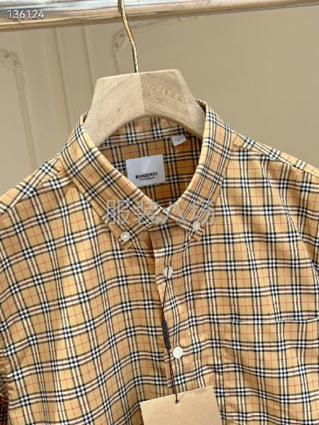 Burberry/巴宝莉 细小黄格纽扣尖领衬衫-第3张图片