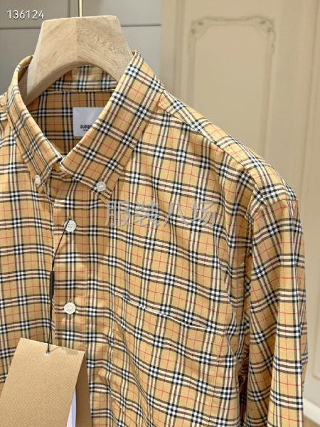 Burberry/巴宝莉 细小黄格纽扣尖领衬衫-第4张图片