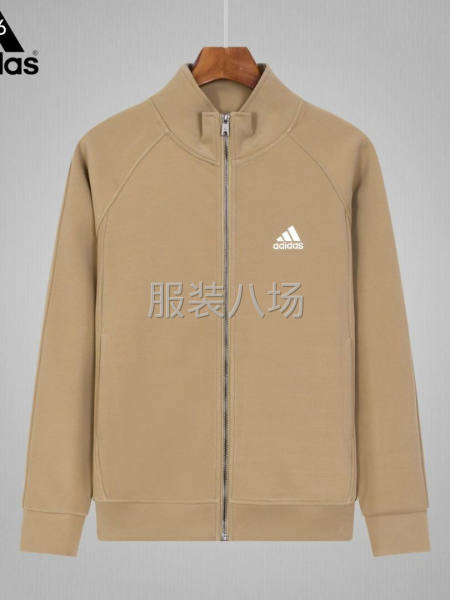 9010~阿迪达斯立领拉链卫衣外套 面料   法国绒复合-第1张图片