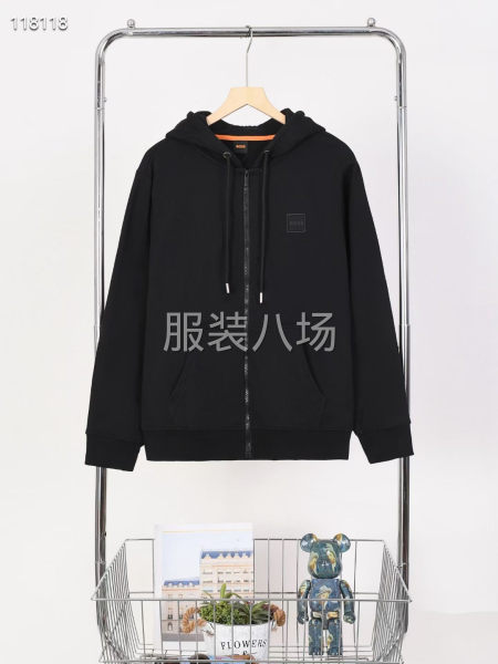 B0SS拉鏈衛衣雙層帽加絨衛衣外套 面料-第2張圖片