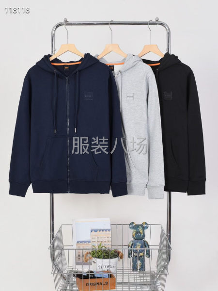 B0SS拉鏈衛衣雙層帽加絨衛衣外套 面料-第6張圖片