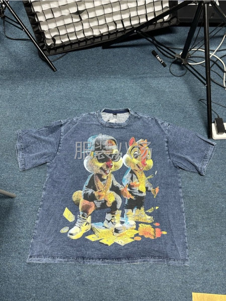 外貿(mào)批發(fā) 萬件高品質(zhì) 純棉洗水前后印花 短袖 短褲-第2張圖片