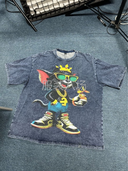 外貿(mào)批發(fā) 萬件高品質(zhì) 純棉洗水前后印花 短袖 短褲-第3張圖片