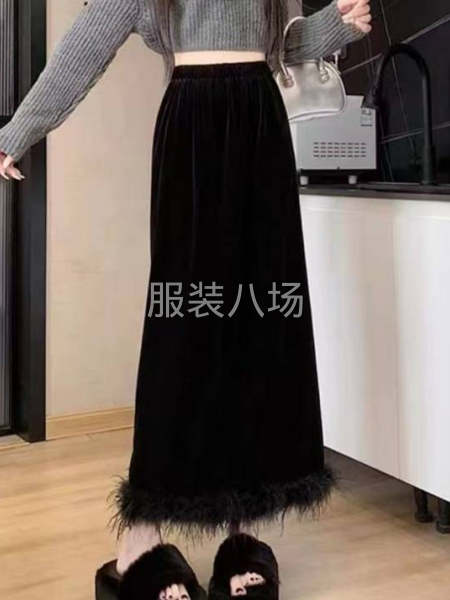 金丝绒半身裙600件外发-第1张图片
