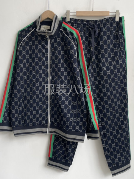 大牌套裝情侶裝拉鏈提花面料外套套裝-第1張圖片