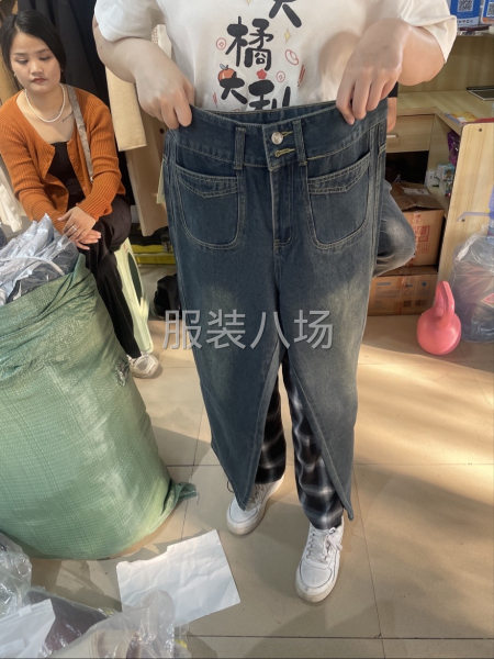 阔腿裤烟管裤牛仔加绒加厚-第1张图片