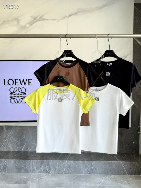 新款 罗意威女款牛角袖短t恤-第8张图片