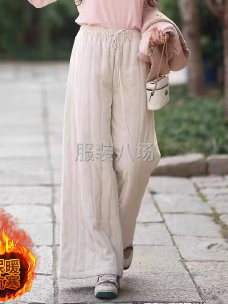 桃皮绒2025冬季加棉加绒加厚保暖松紧腰两穿直筒裤-第4张图片