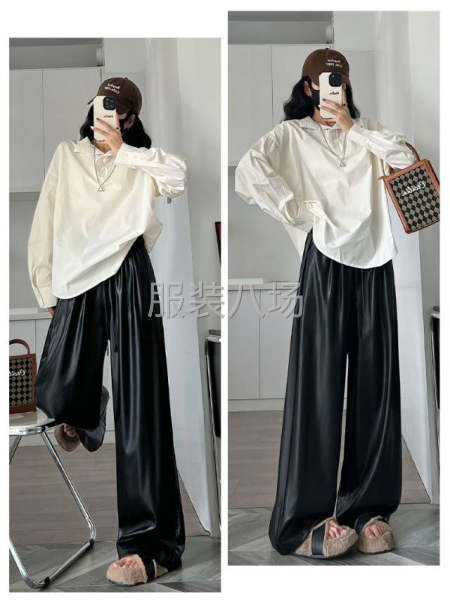 蛋白PU皮阔腿裤-第1张图片