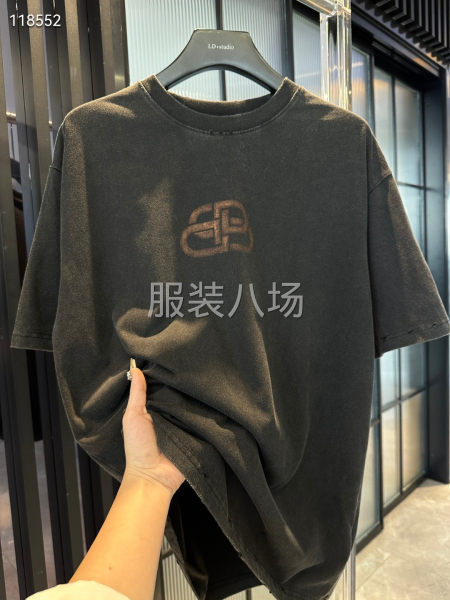 BALENCIAGA  夏季经典印花短袖  磨边做-第8张图片