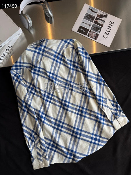 BURBERRY斜纹专柜菱形格法兰绒棉质长袖衬衣-第2张图片