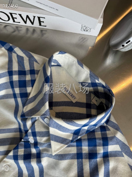 BURBERRY斜纹专柜菱形格法兰绒棉质长袖衬衣-第5张图片