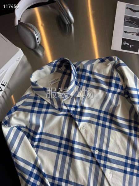 BURBERRY斜纹专柜菱形格法兰绒棉质长袖衬衣-第4张图片