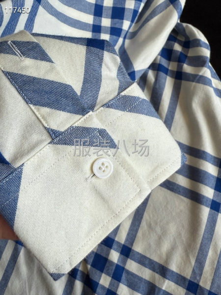 BURBERRY斜纹专柜菱形格法兰绒棉质长袖衬衣-第6张图片