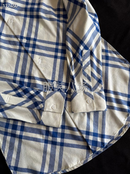 BURBERRY斜纹专柜菱形格法兰绒棉质长袖衬衣-第7张图片