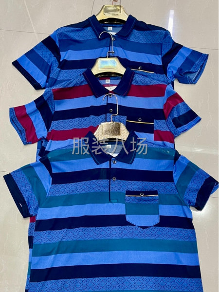 短袖冰絲翻領(lǐng)T恤（條紋款）-第1張圖片