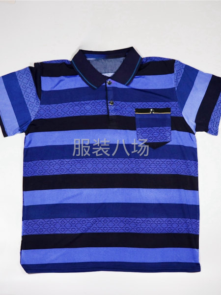 短袖冰絲翻領(lǐng)T恤（條紋款）-第2張圖片