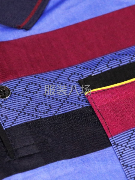 短袖冰絲翻領(lǐng)T恤（條紋款）-第5張圖片