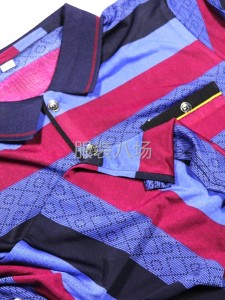 短袖冰絲翻領(lǐng)T恤（條紋款）-第4張圖片