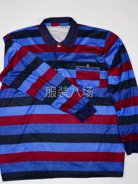 長袖親膚棉翻領(lǐng)T恤（條紋款）-第4張圖片