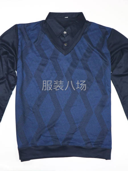 长袖假两件 亲肤棉POLO衫，大码现货，厂家直发-第2张图片