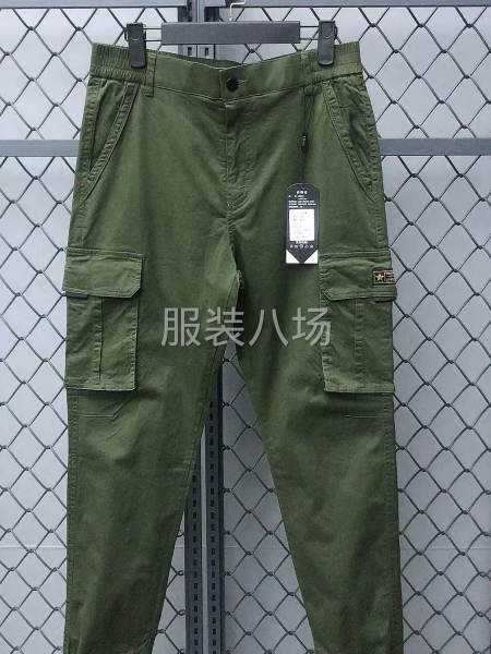 军绿色工装裤，休闲裤，春夏梭织纯棉弹力面料-第1张图片
